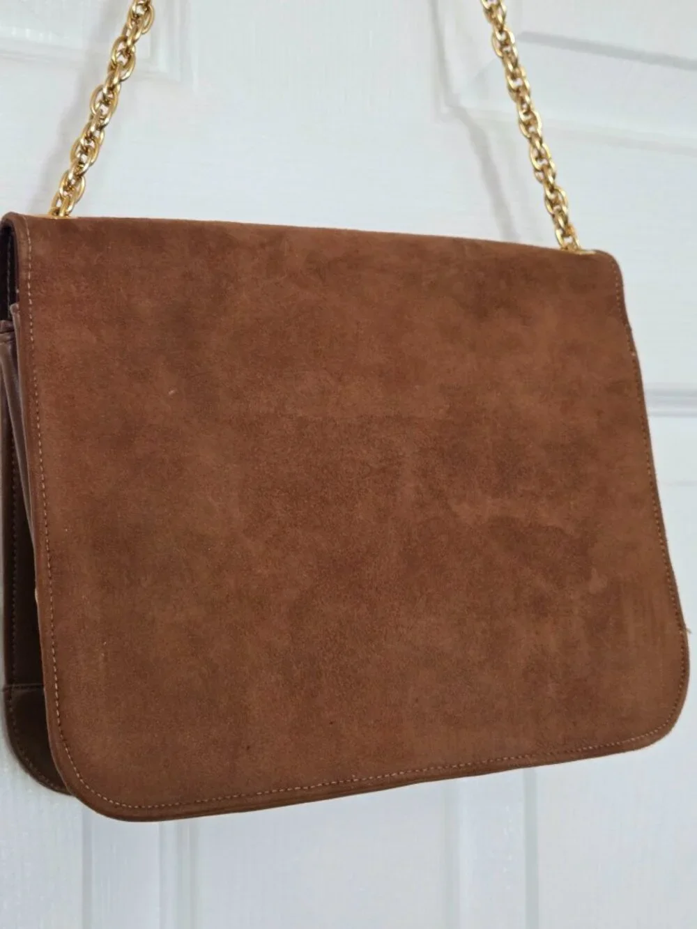 Vintage Meyer's Classic Brown Suede Chain-Handle Satchel